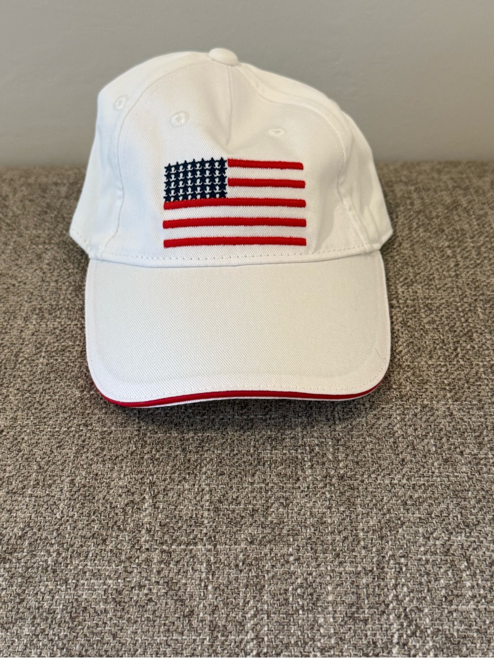 New Janie and Jack white Baseball Cap Embroidered American Flag baby toddler